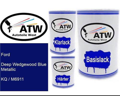 Ford, Deep Wedgewood Blue Metallic, KQ / M6911: 500ml Lackdose + 500ml Klarlack + 250ml Härter - Set, von ATW Autoteile West.